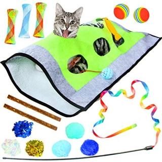 Youngever 15 Cat Toys Kitten Toys Assortments Cat Crinkle Play Mat Cat Teaser Wa