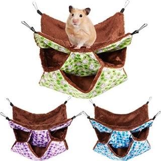 3 Pieces Small Pet Cage Hammock Small Animal Hanging Hammock 3 Tier Pet Hanging 