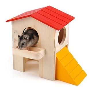 Wooden House Villa Cage Exercise Toy Hamster Hedgehog Mouse Guinea Pig Small Pet