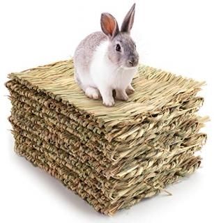 Yesland 12 Pack Woven Bed Mat for Rabbits - Grass Mat & Bunny Bedding Nest - Rab
