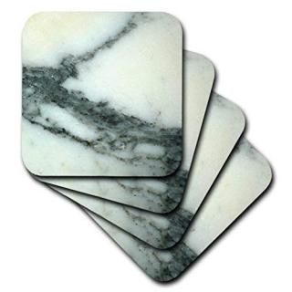 set-of-4-Soft - 3dRose cst_44916_1 Like Veined White Marble Print Soft Coasters 
