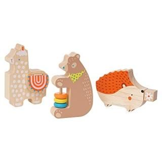 Manhattan Toy Musical Forest Trio 3 Piece Wooden Toy Set for Toddlers with Bear 