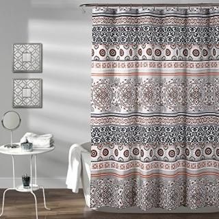 Nesco Stripe Shower Curtain Navy/Coral 72X72