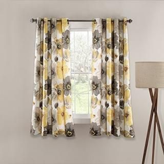 Leah Room Darkening Window Curtain Yellow/Gray Set 52x63
