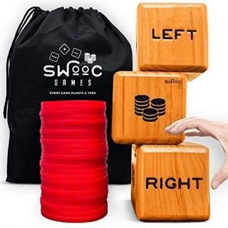 SWOOC Games - Giant Right Center Left Dice Game All Weather with 24 Large Chips 