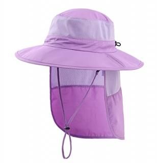 Home Prefer Outdoor UPF50+ Kids Sun Hat Wide Brim Fishing Hat with Neck Flap Lav