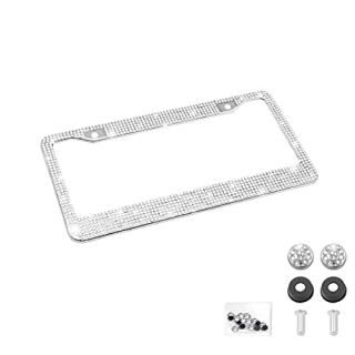 Bling Car License Plate Frame Handcrafted Crystal Stainless Steel License Plate 