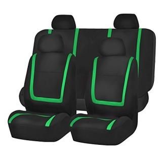 FH Group FB032GREEN114 Green Unique Flat Cloth Car Seat Cover w. 4 Detachable He