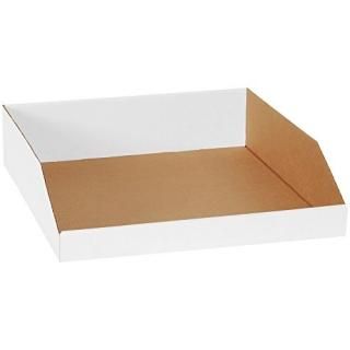 Aviditi Corrugated Cardboard Storage Bins 18x 18x 4 1/2 White Pack of 50 for War