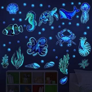 52 Pieces Sea Turtle Wall Decals Shell Wall Ornaments Waterproof Ocean Wall Stic