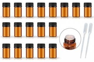 50Pack Set 1ML 2ML 3ML 5ML Amber Glass Bottle with Orifice Reducer and Cap Small