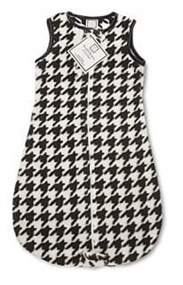 SwaddleDesigns Microfleece Sleeping Sack with 2-Way Zipper Puppytooth Black 0-6M