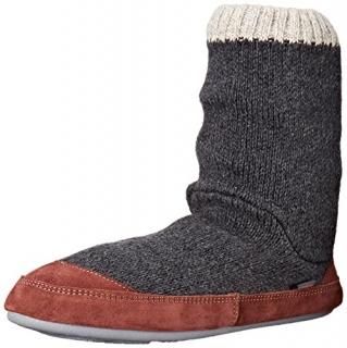 Acorn Men's Slouch Boot Slipper Charcoal Ragg Wool Small
