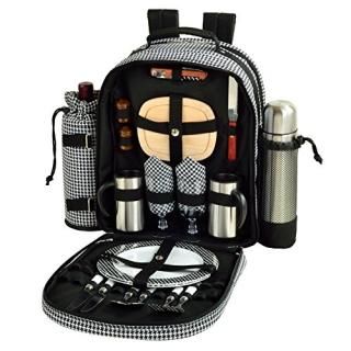 Deluxe Equipped 2 Person Picnic & Coffee Backpack -Houndstooth