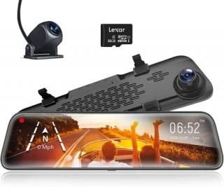 WOLFBOX 12 Mirror Dash Cam Backup Camera1296P Full HD Smart Rearview Mirror for