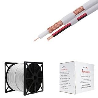 1000FT White Bulk Siamese RG59/U Cable 20AWG + 18/2 AWG Power 95% Shielding CCTV