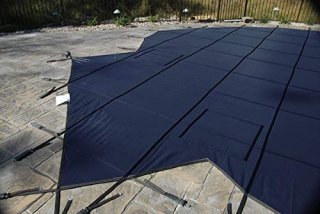 GLI Secur-A-Pool 18 FT X 36 FT Rectangular Mesh Safety Cover System Blue