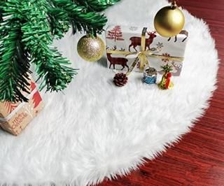 36 Inch White Christmas Tree Skirt- Faux Fur Plush Skirt Christmas Tree Decorati