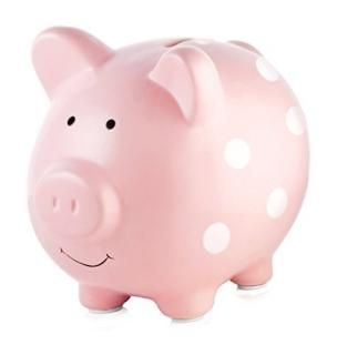 Pearhead Ceramic Piggy Bank Pink Polka Dot by Pearhead