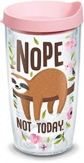 Tervis 1303151 Sloth Nope Not Today Insulated Tumbler with Wrap and Pink Lid 470