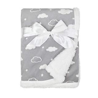 American Baby Company Heavenly Soft Chenille Sherpa Receiving Blanket 3D Gray 30