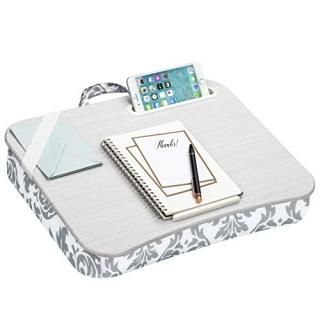 LapGear Designer Lap Desk with Phone Holder and Device Ledge - Gray Damask - Fit