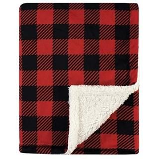 Hudson Baby Unisex Baby Plush Blanket with Sherpa Back Buffalo Plaid One Size