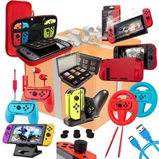 Switch Accessories Bundle - Orzly Geek Pack for Nintendo Switch Case & Screen Pr