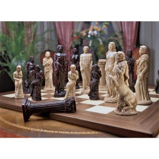 Design Toscano Gods of Greek Mythology Chess Set Includes Chess Pieces & Board
