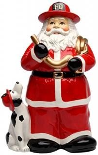 Cosmos 10715 Gifts Santa Fireman Ceramic Cookie Jar 30cm