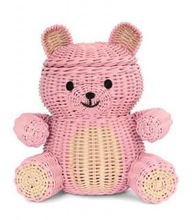G6 COLLECTION Large Bear Rattan Storage Basket with Lid Decorative Bin Home Deco