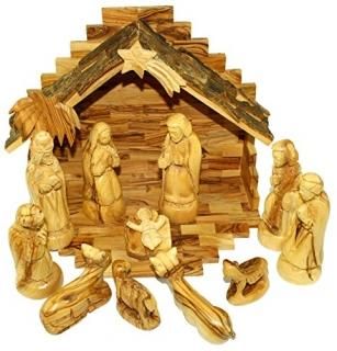 Olive Wood Nativity Set - Traditional Carving by Holy Land Market