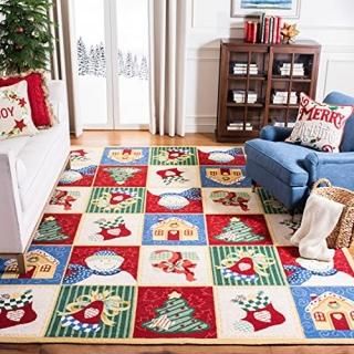 Safavieh Chelsea Collection HK274A Hand-Hooked Christmas Novelty Wool Area Rug 7