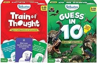 Skillmatics Train of Thought + Guess in 10 Deadly Dinosaurs Bundle  Card Games f