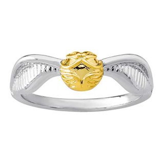 Harry Potter Golden Snitch Silver Plated Two Tone Ring Size 6 Official License