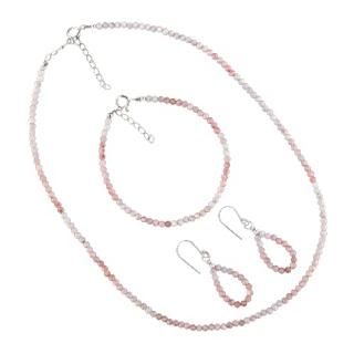 Natural Gemstone Crystal Micro Faceted Rounds Beads Handmade Jewelry Set For Wom