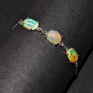 Ultra Fire Ethiopian Opal Cabochon Bolo Bracelet Natural Gemstones Oval Prong Se