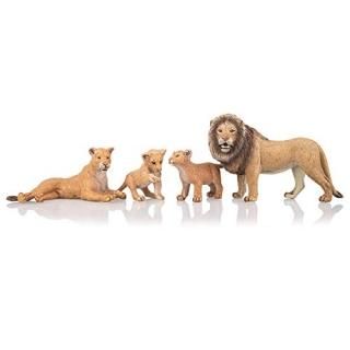 TOYMANY 4PCS Realistic Lion Figurines with Lion Cubs 2-5 Jungle Animals Figures 