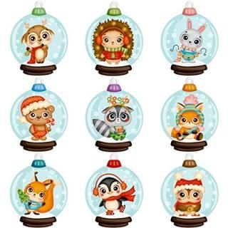 Christmas Stickers for Kids Animal Ornament Ball Bottle Ornaments Sticker Roll E