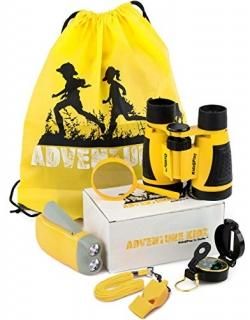 Adventure Kidz Outdoor Exploration Kit Yellow Backpack Binoculars Magnifying Gla
