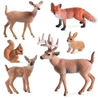 Skylety 6 Pieces Woodland Animals Figures Forest Creatures Figurines Squirrel De