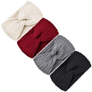 4 Pieces Chunky Knit Headbands Braided Winter Headbands Ear Warmers Crochet Head
