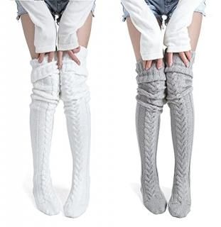 Women's Thigh High Socks Over the Knee Cable Knit Boot Socks Long Warm Fashion L