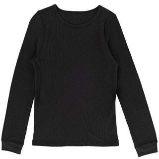 Fruit of the Loom Girls' Premium 2-Pack Thermal Waffle Crew Top Black/Heather Gr