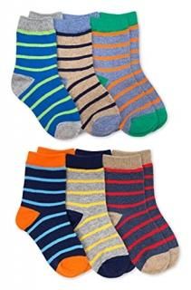 Jefferies Socks Boy's Stripe Pattern Crew Socks 6 Pack Multi Small