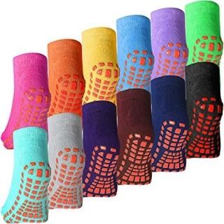 12 Pairs Kids Non Slip Socks Ankle Grip Anti Skid Socks for Boys Girls 5-6X 6-11