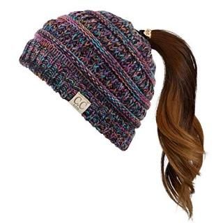 C.C Children Kids Beanie Chunky Knitted Beanie Pony Tail Hat for Kid Ages 2-5 MB