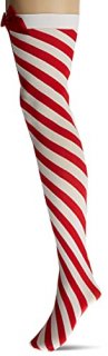 Forum Candy Cane Thigh Highs Red/White O/S