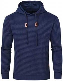 Mens Casual Hoodies Pullover Long Sleeve Hooded Sweatshirts Navy Large