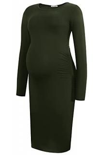 Smallshow Women's Long Sleeve Maternity Dress Ruched Pregnancy Clothes Medium Ar